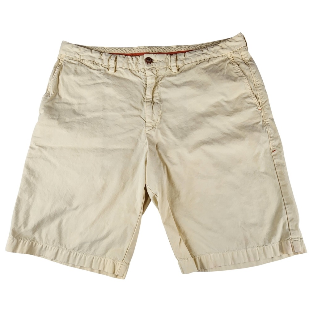 Tommy Bahama Mens Size 36 Pima Cotton Chino Shorts Pale Yellow Marlin Logo